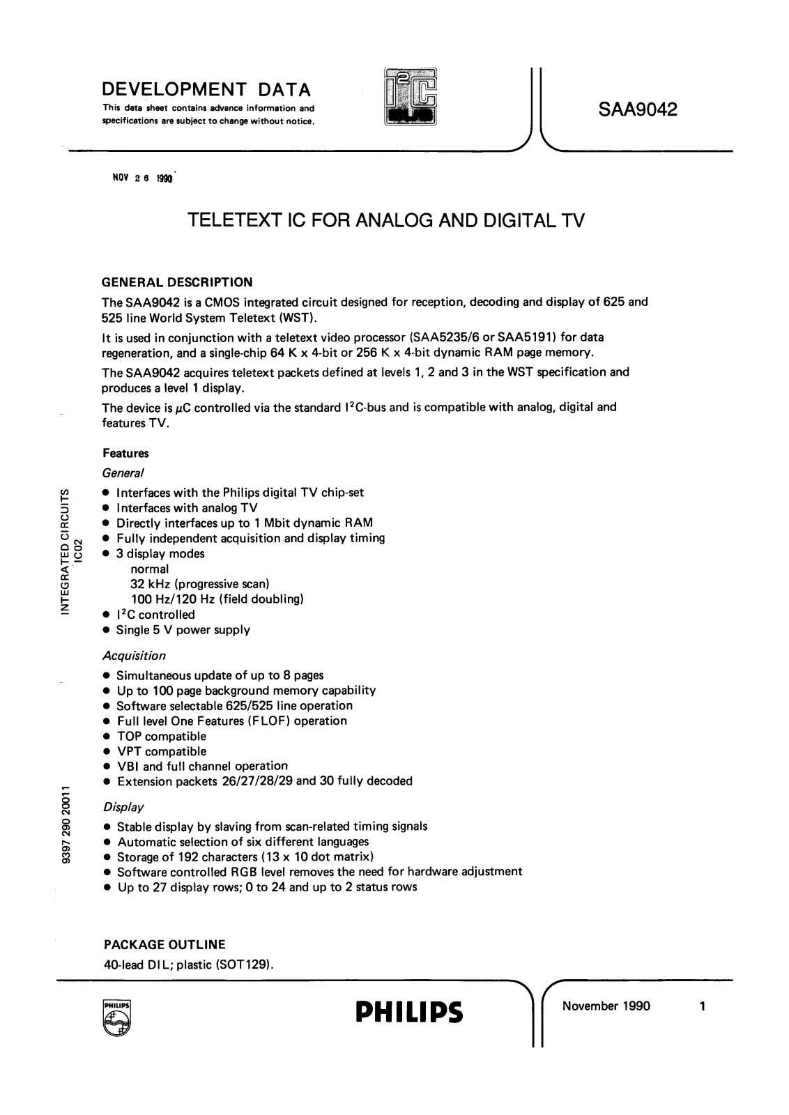 Philips SAA9042 Datasheet