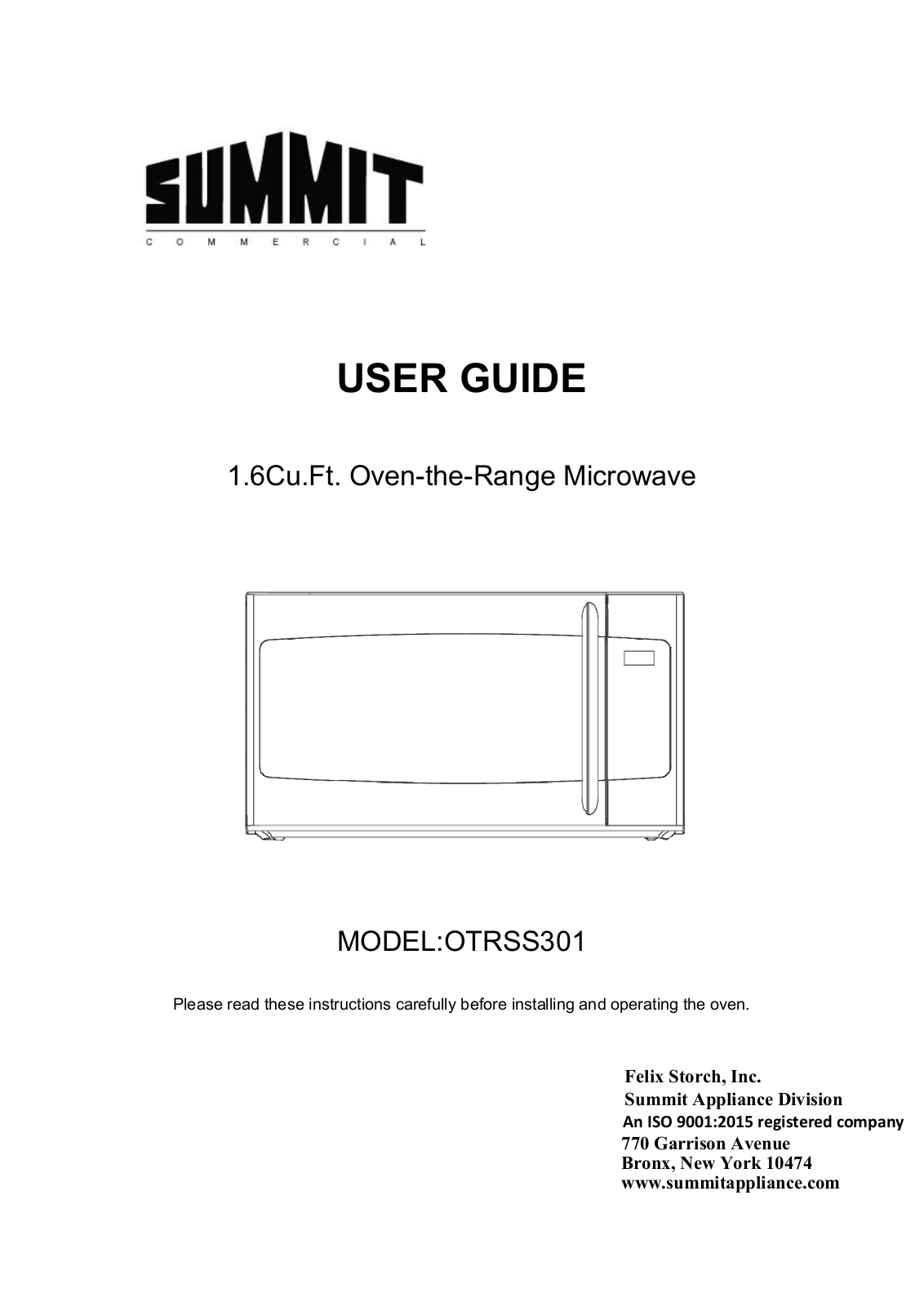 Summit OTRSS301 Maintance Manual