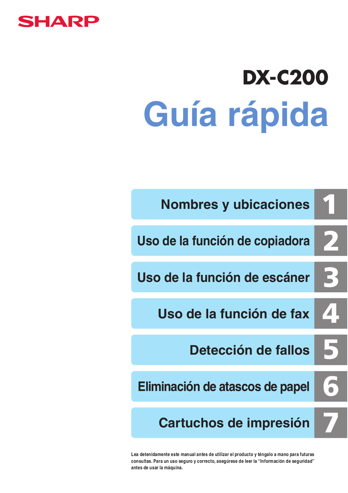 Sharp DX-C200 OPERATION MANUAL