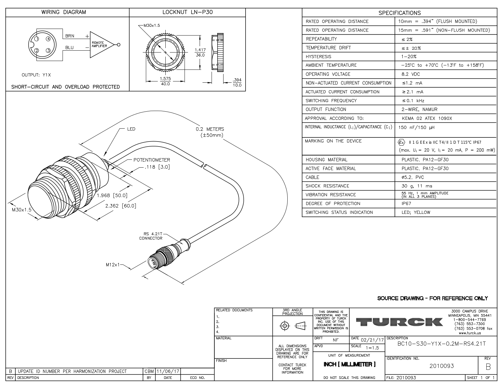 Turck BC10-S30-Y1X-0.2-RS4.21T Data Sheet