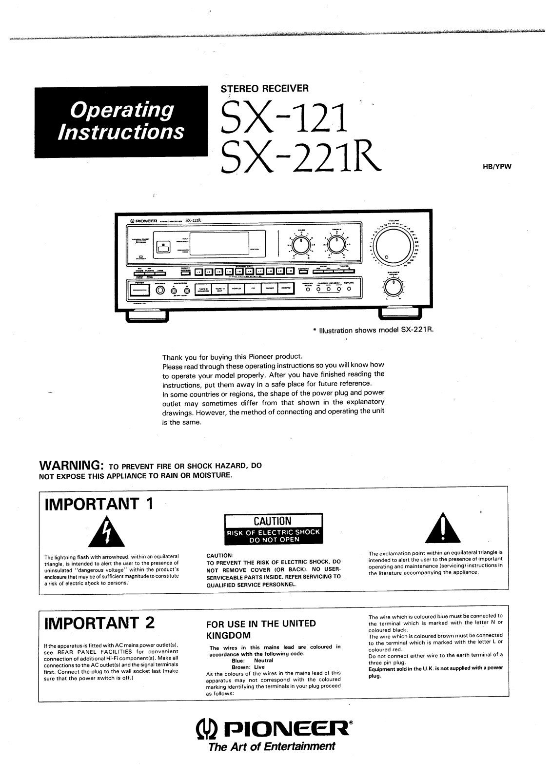 Pioneer SX-221R Owners Manual