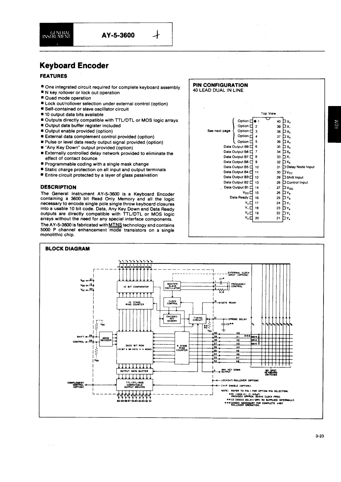 General INSTRUMENT AY-5-3600 User Manual