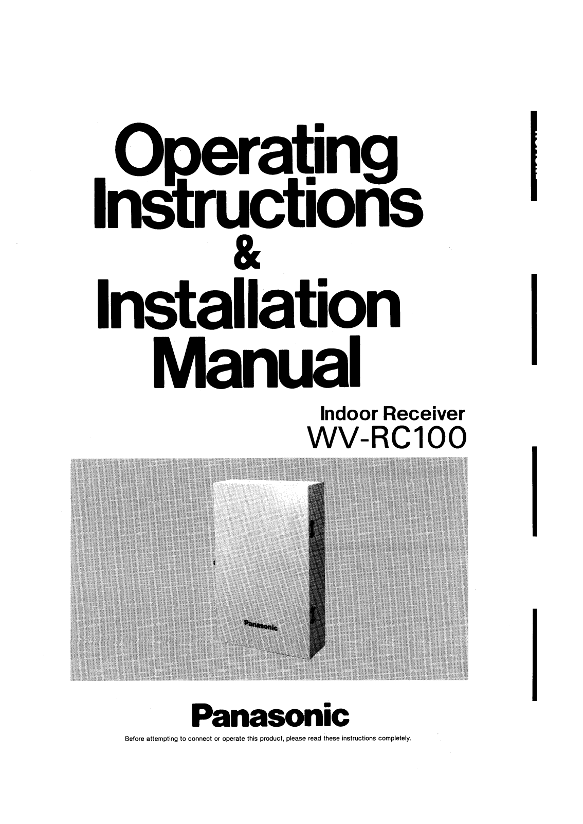 Panasonic WV-RC100 Operating Instructions