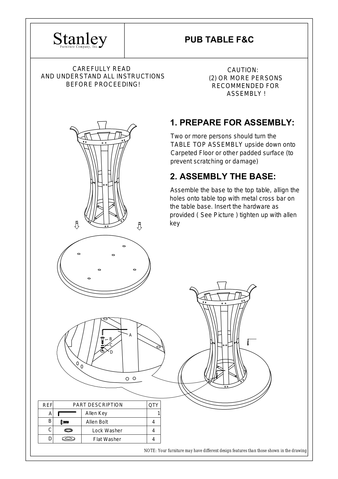 Stanley PUB TABLE F&C Assembly Instruction