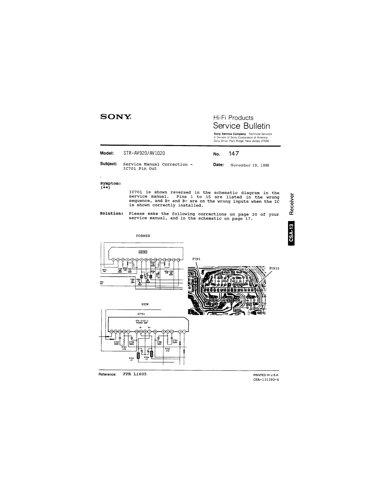 Sony STR-AV920, STR-AV1020 Service Manual