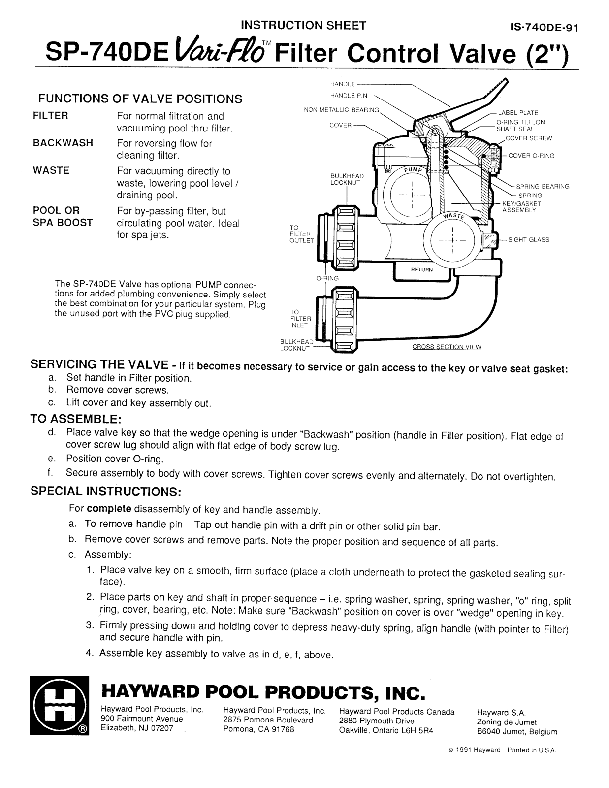 HAYWARD SP0740DE User Manual