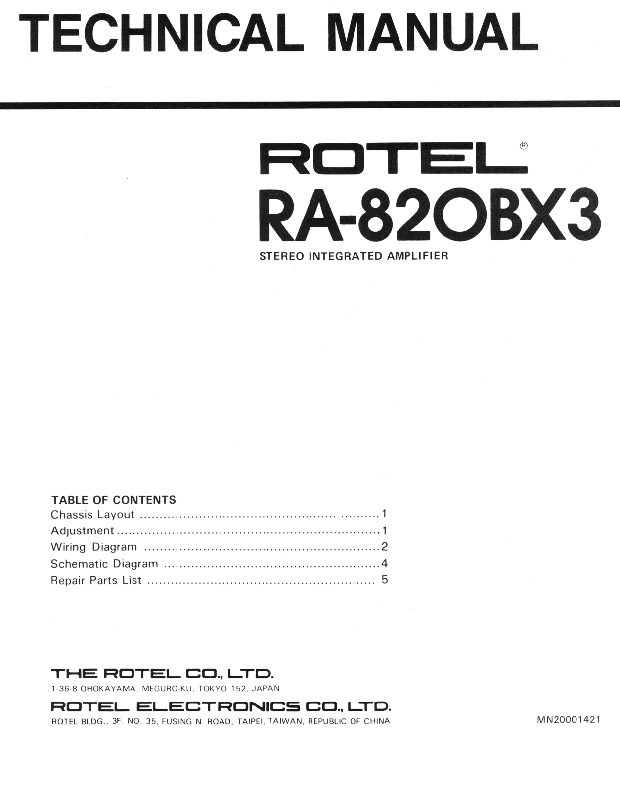 Rotel RA-820-BX-3 Service manual