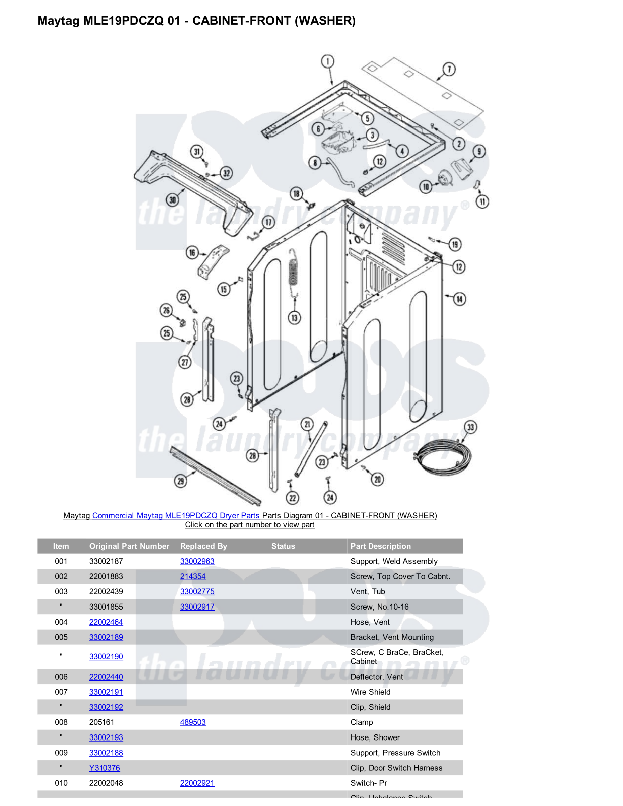 Maytag MLE19PDCZQ Parts Diagram