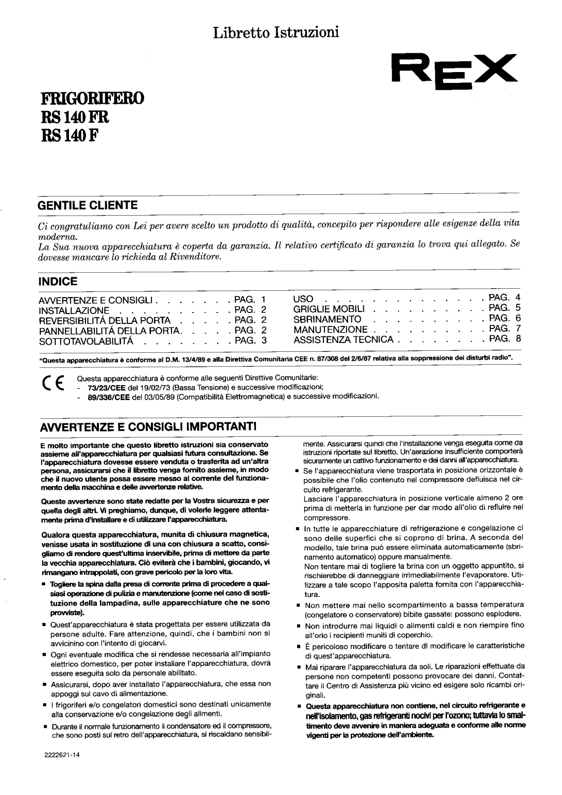 Rex RS140FR User Manual