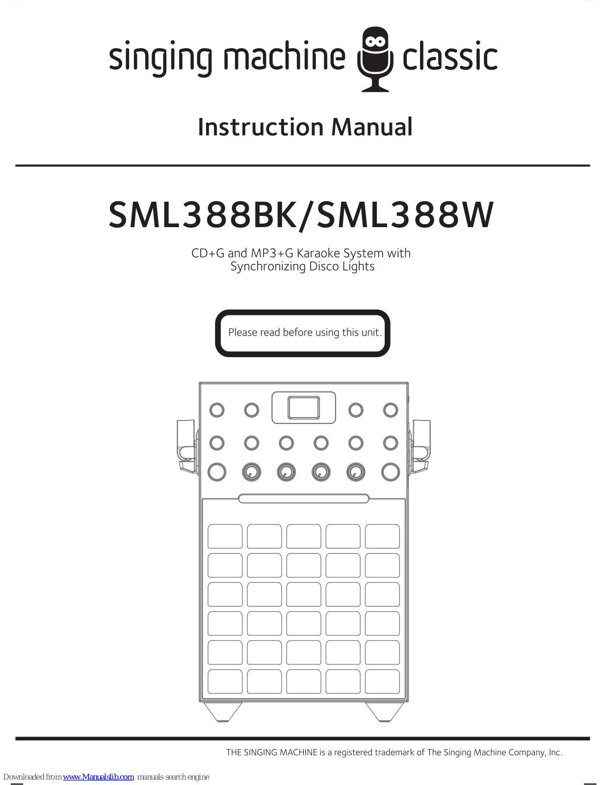 The Singing Machine SML388BK Instruction Manual