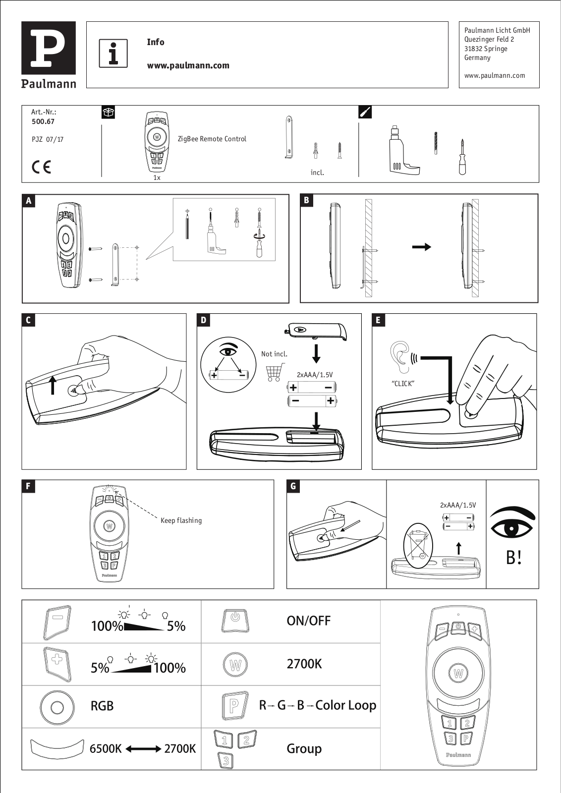 Paulmann 50067 Safety instructions