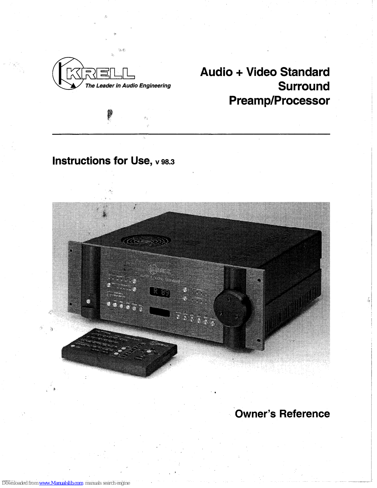 Krell Industries Audio + Video Standard Surround Preamp/Processor, Standard Surround Preamp/Proce Owner's Reference Manual - ManualMachine.com