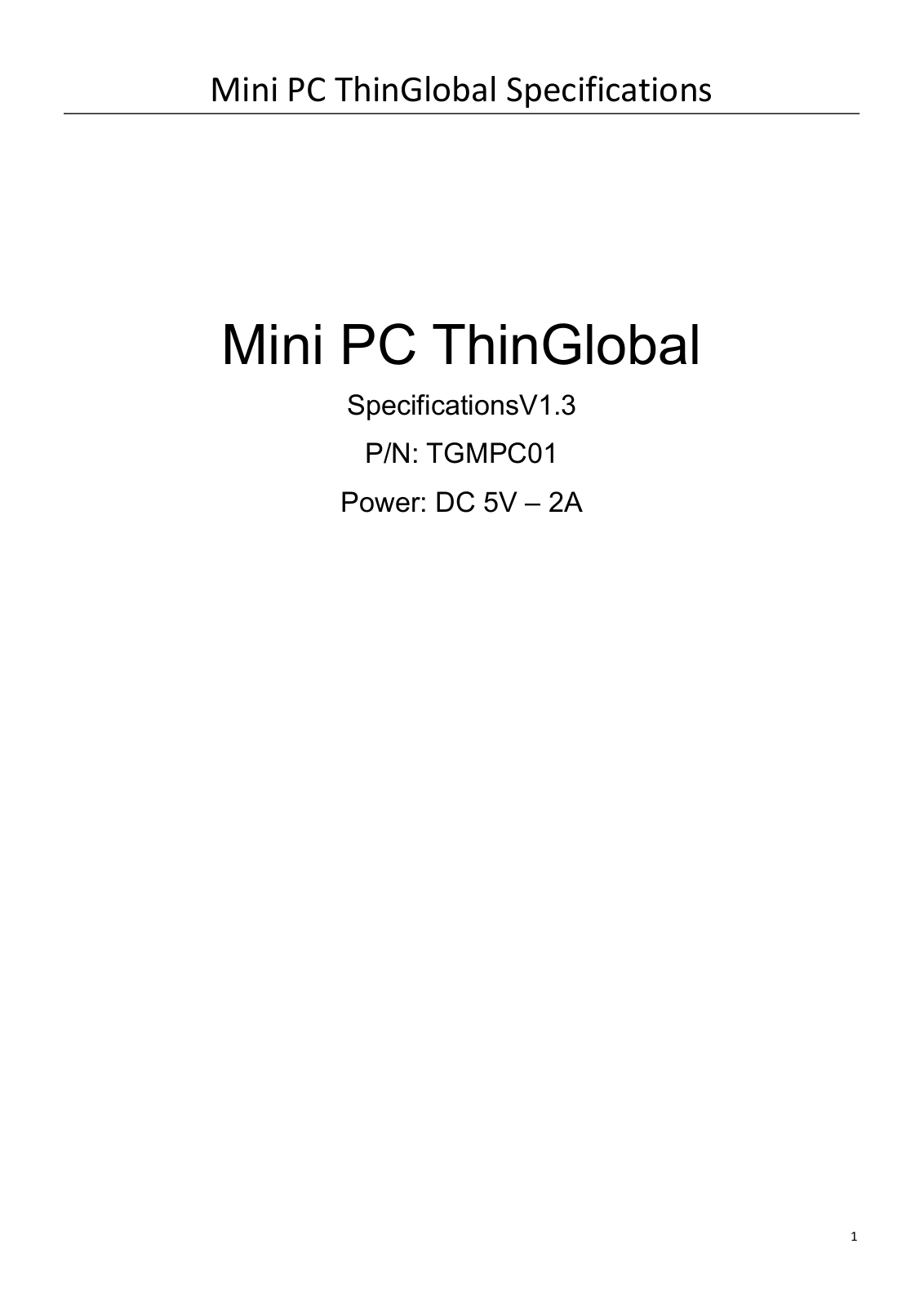 ThinGlobal TGMPC01 User Manual