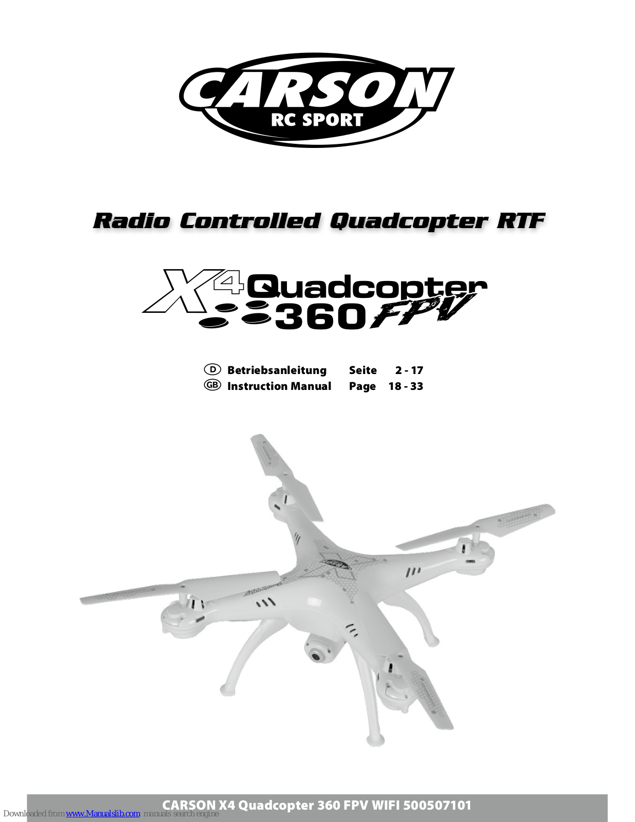 Carson X4 360 FPV WIF Instruction Manual