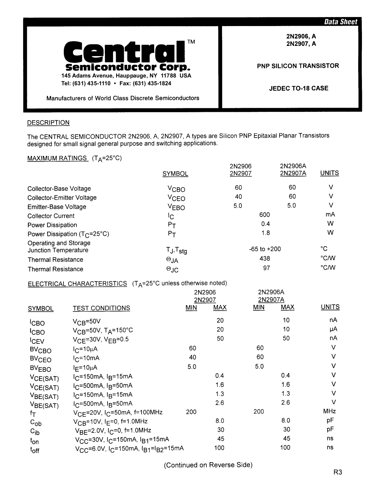 Datasheet 2n2906_2n2907 Datasheet - ManualMachine.com