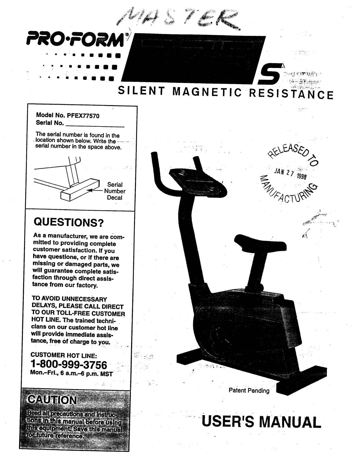 ProForm PFEX77570, SLIENT MAGNETIC RESISTANCE Owner's Manual