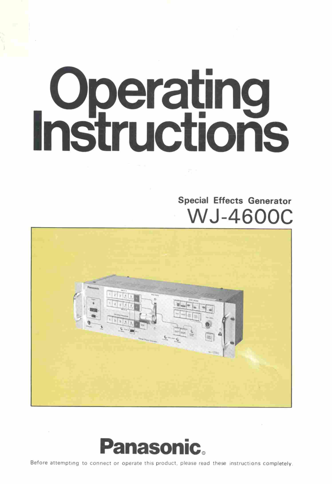 Panasonic wj-4600c Operation Manual