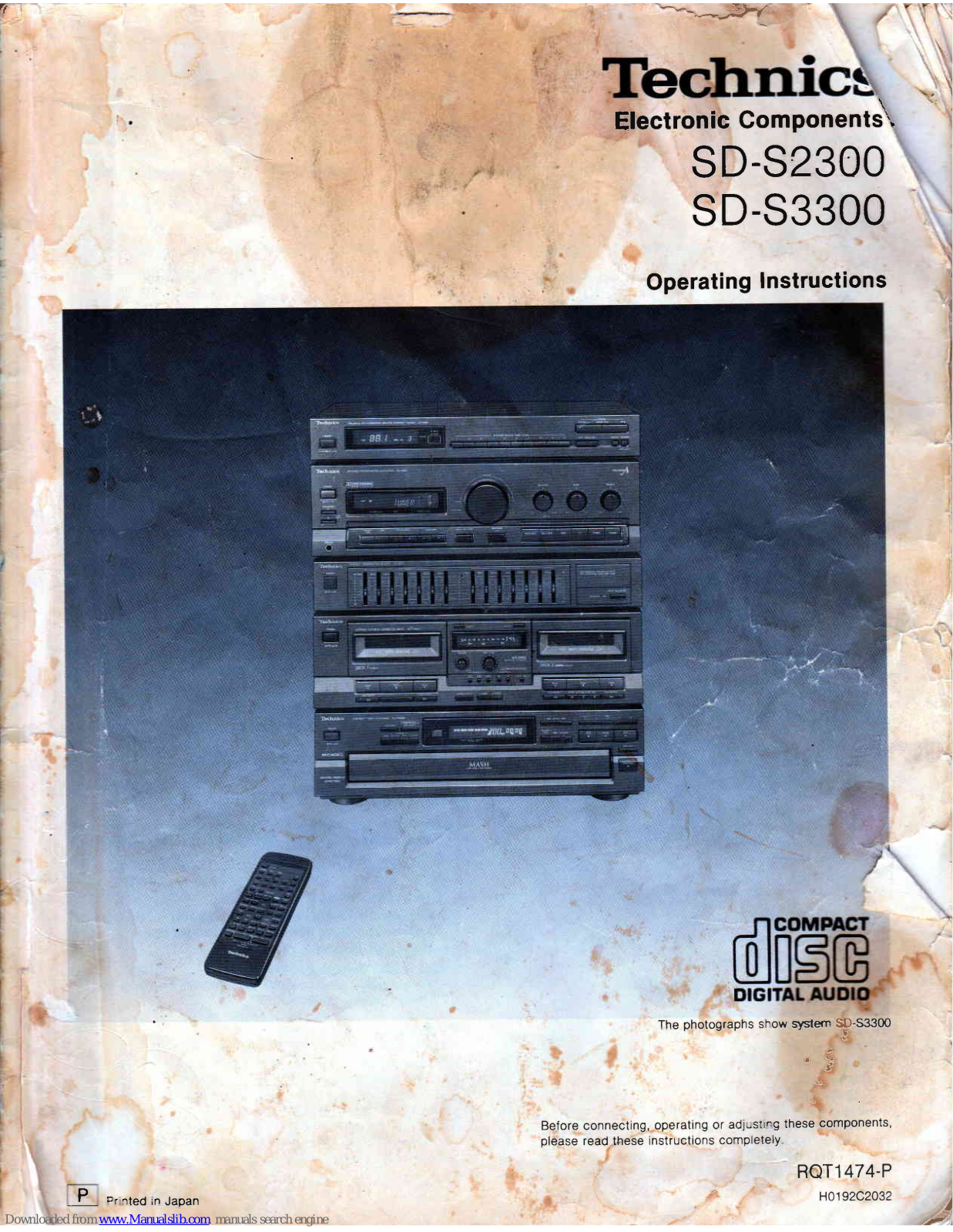 Technics SD-s2300, SD-s3300 Operating Instructions Manual - ManualMachine.com