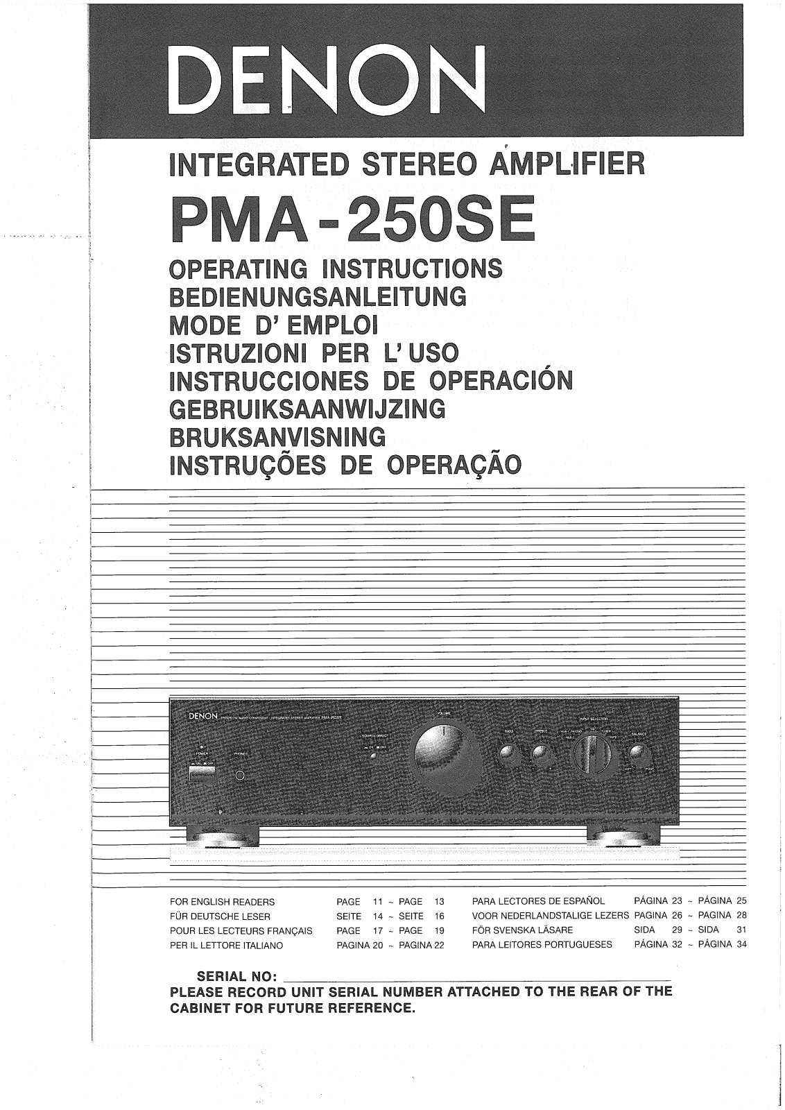 DENON PMA-250SE User Manual