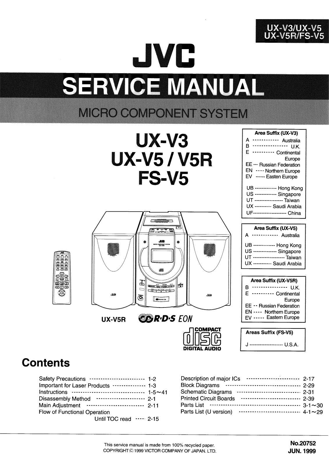 Jvc UX-V3 Service Manual
