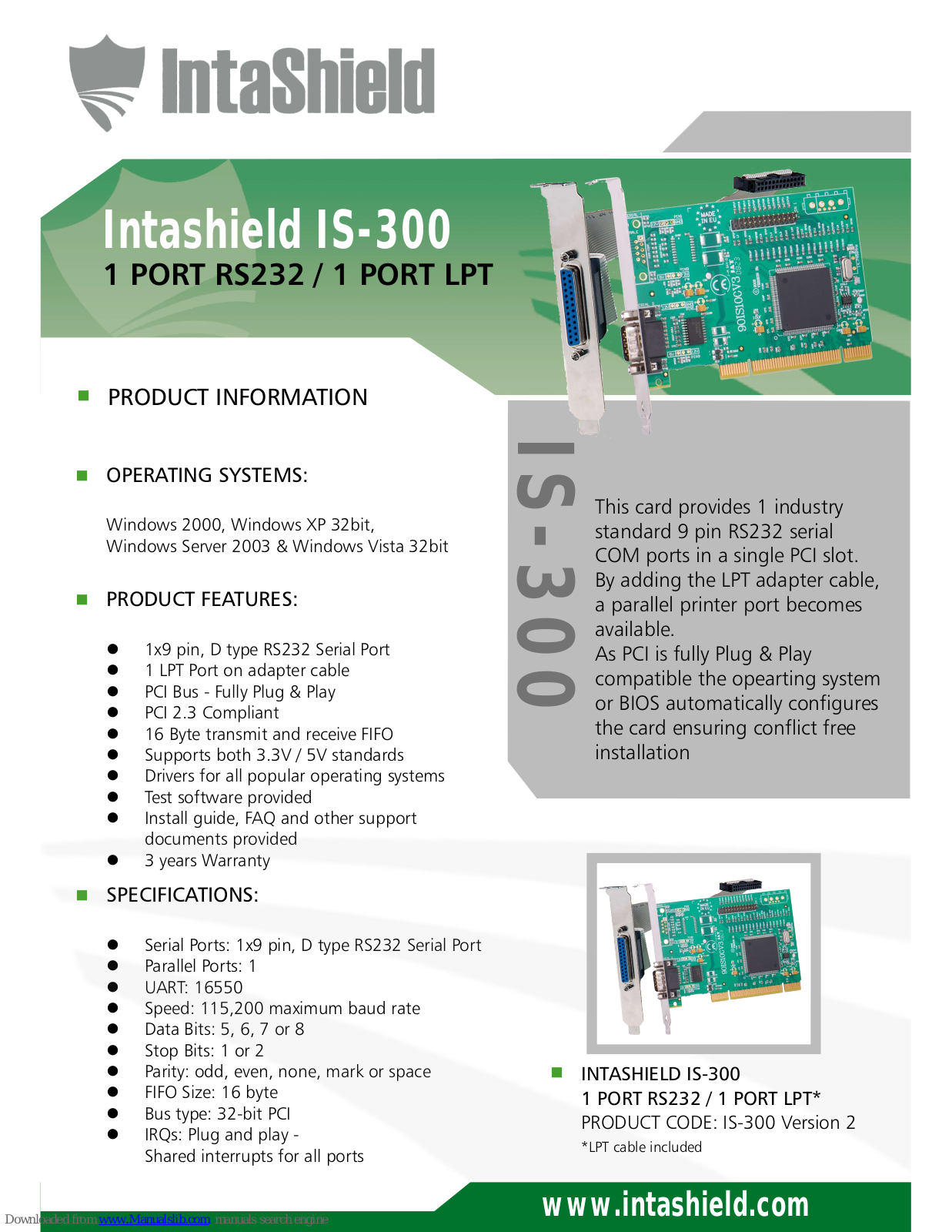 Intashield IS-300 Specifications - ManualMachine.com