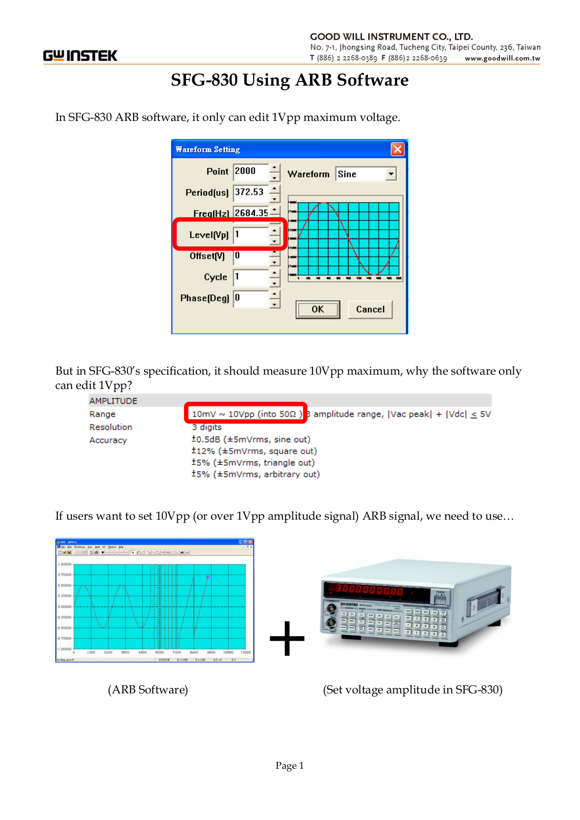 GW Instek SFG-830 User Manual