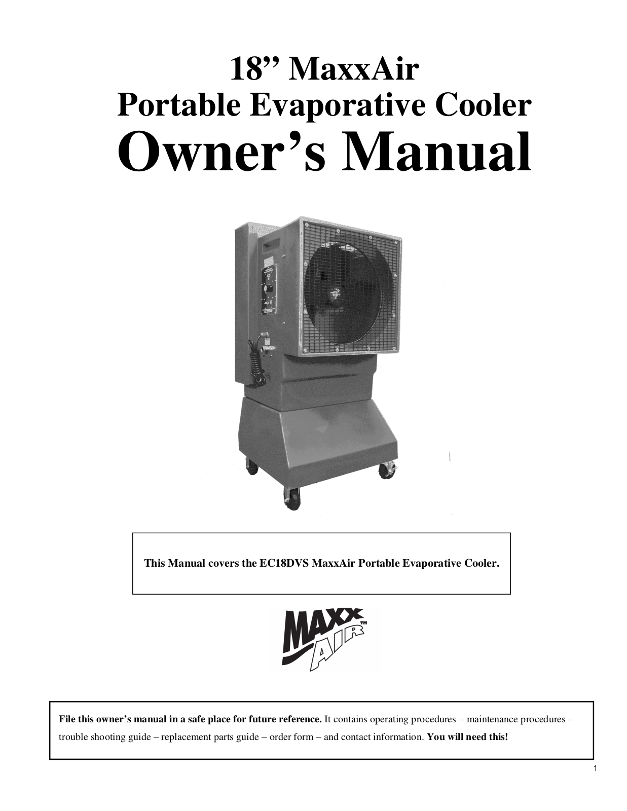 Ventamatic EC18DVS User Manual