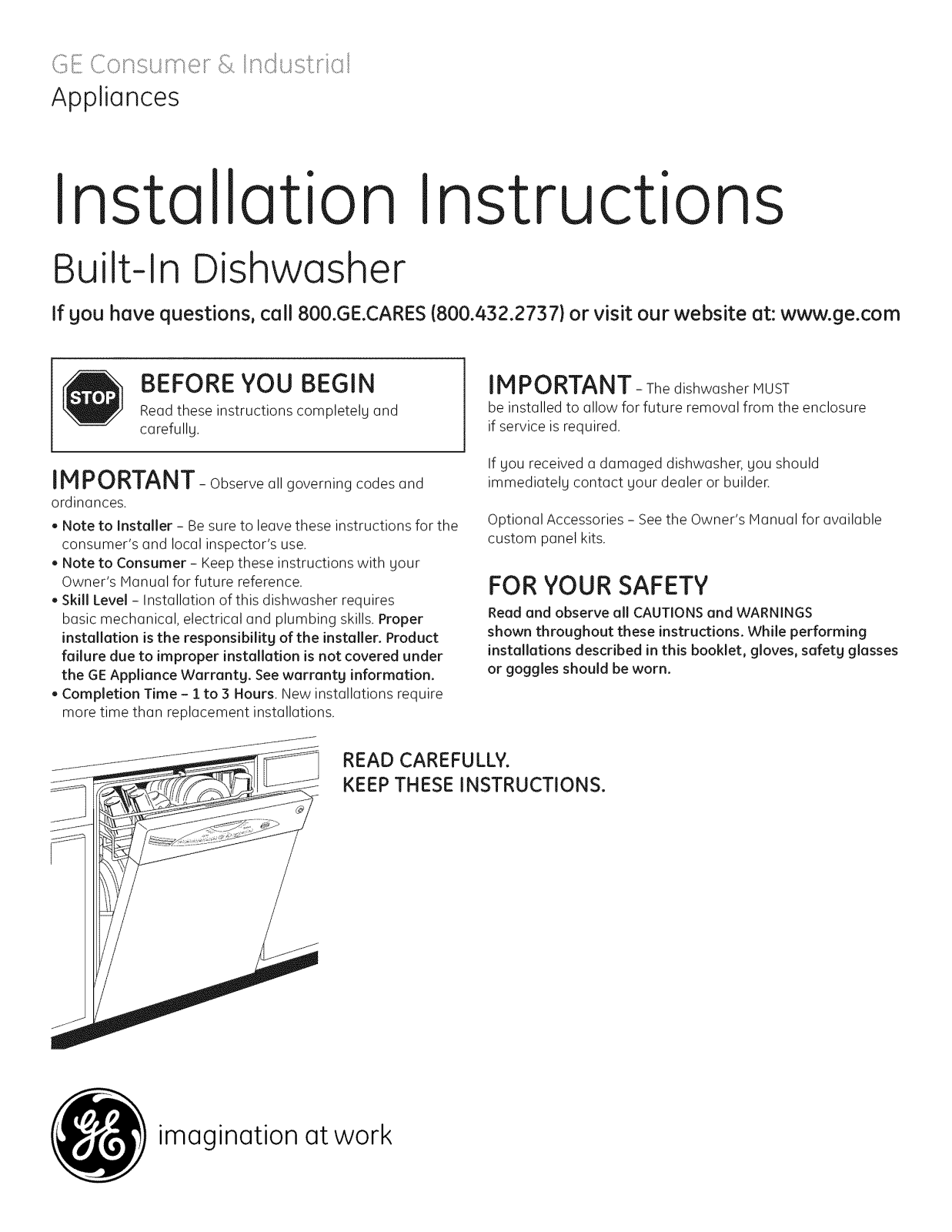 GE EDW5000L00BB, EDW5000L00CC, EDW5000L00WW, EDW5000L15BB, EDW5000L15CC Installation Guide - ManualMachine.com