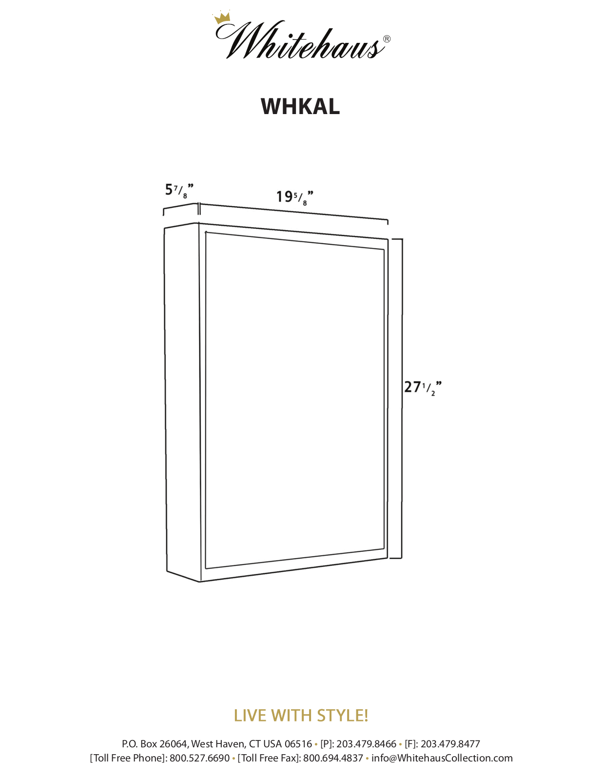 Whitehaus WHKAL Specifications - ManualMachine.com