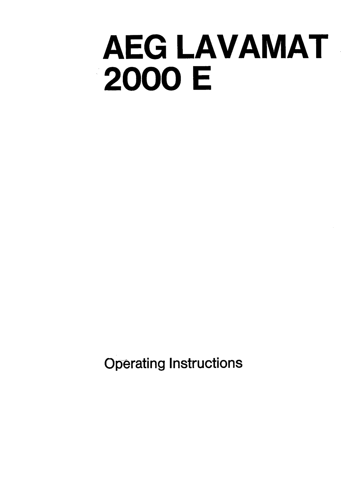 AEG Lavamat 2000E User Manual