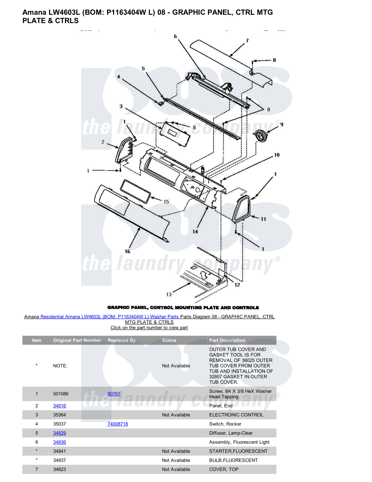 Amana LW4603L Parts Diagram