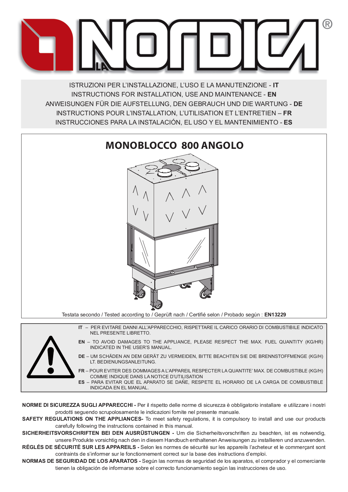 La Nordica MONOBLOCCO 800 ANGOLO User guide