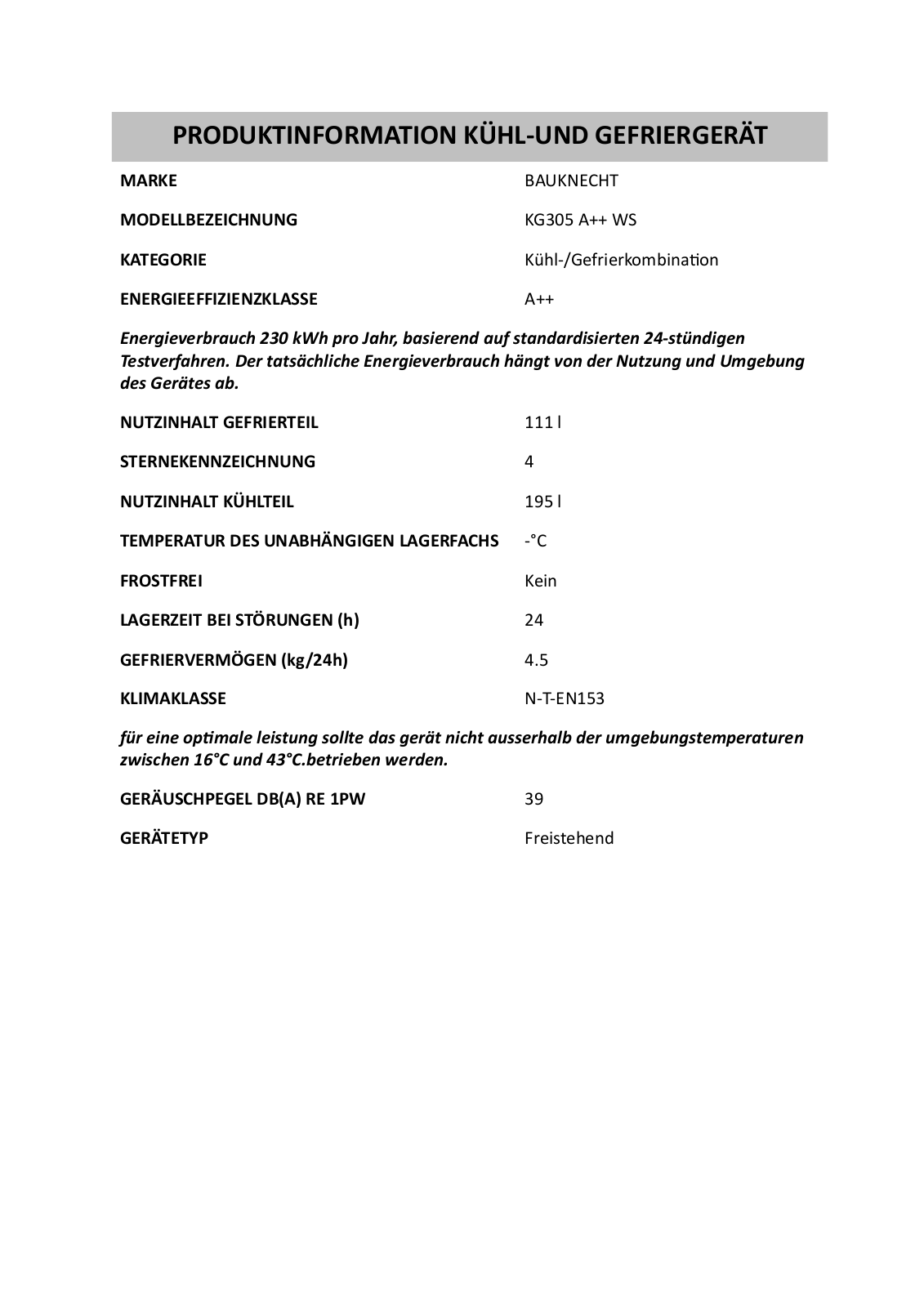 Whirlpool KG305 A WS INSTRUCTION FOR USE