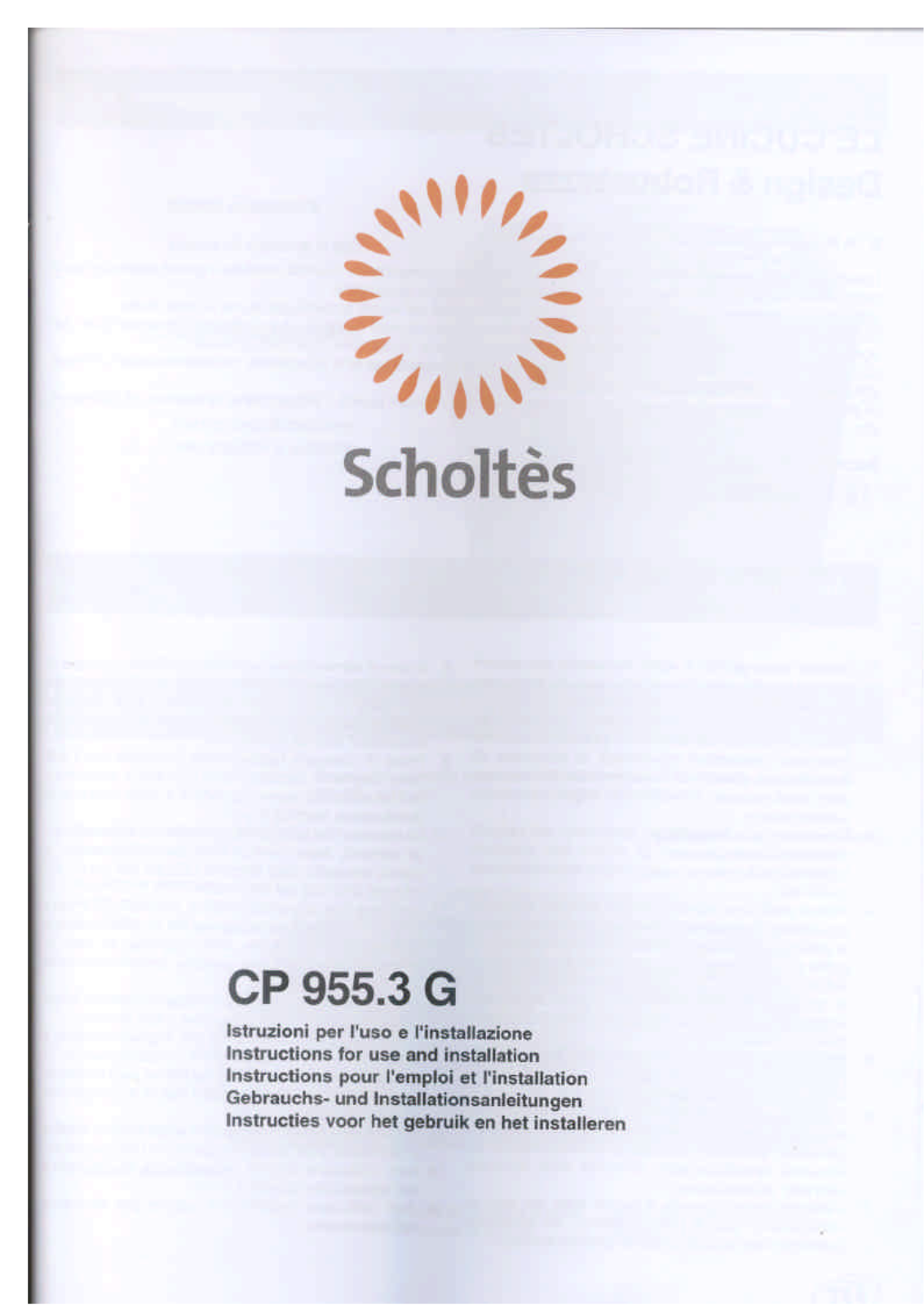 SCHOLTES CP 955.3 G User Manual