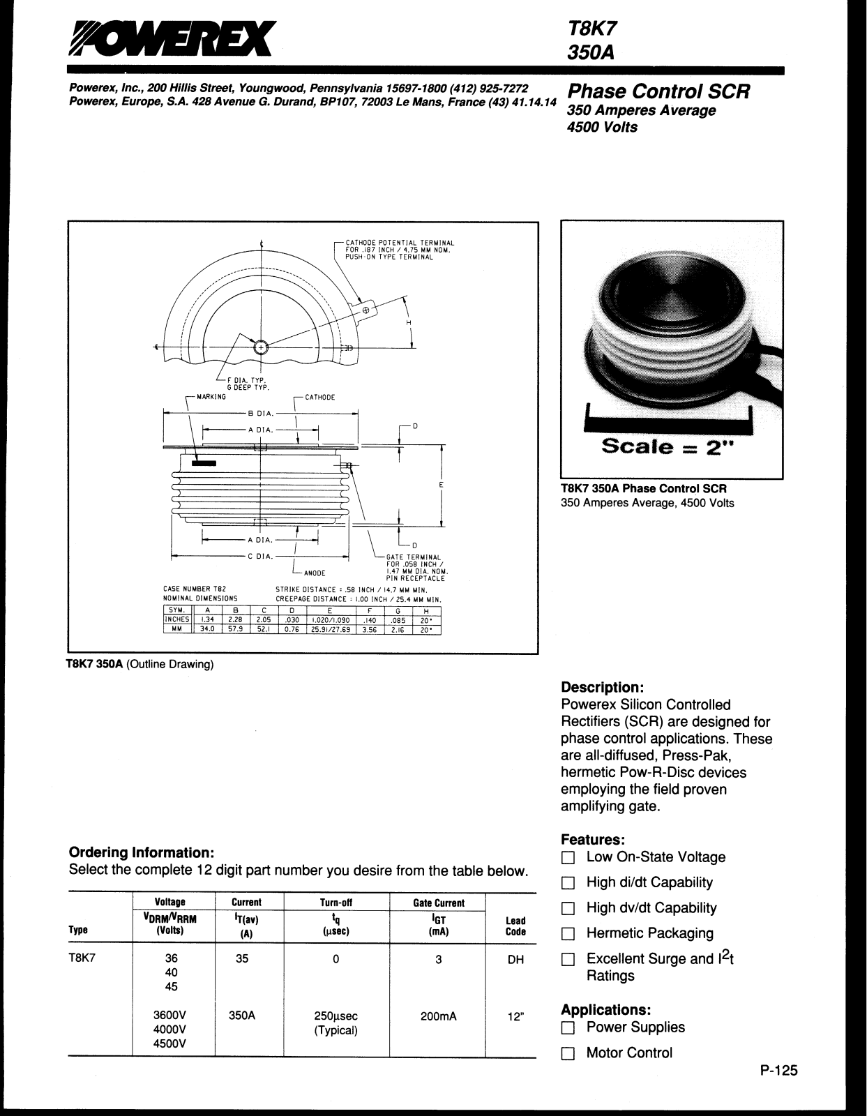 Powerex T8K7 350A Data Sheet