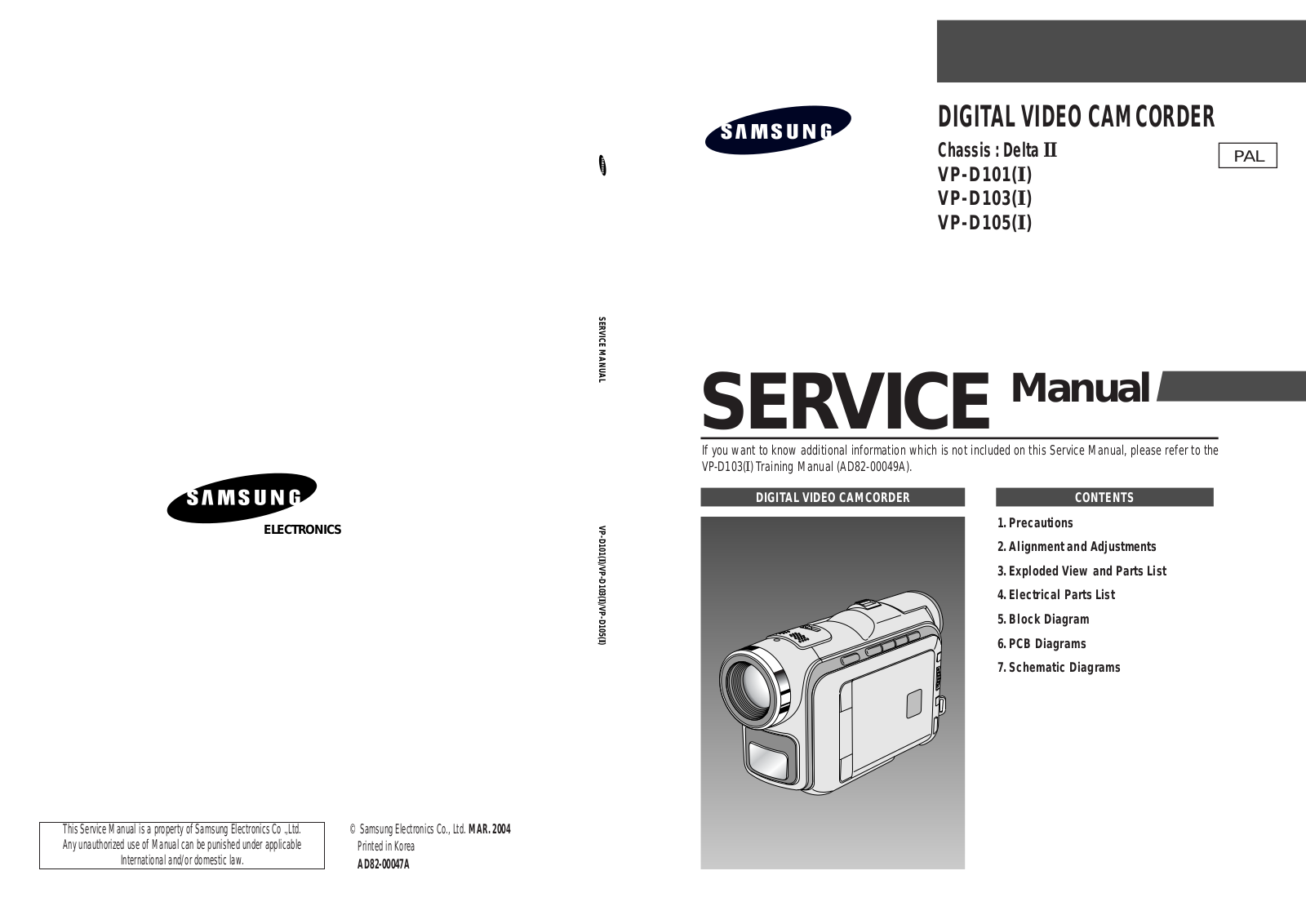 Samsung VP-D101(I), VP-D103(I), VP-D105(I) Service Manual