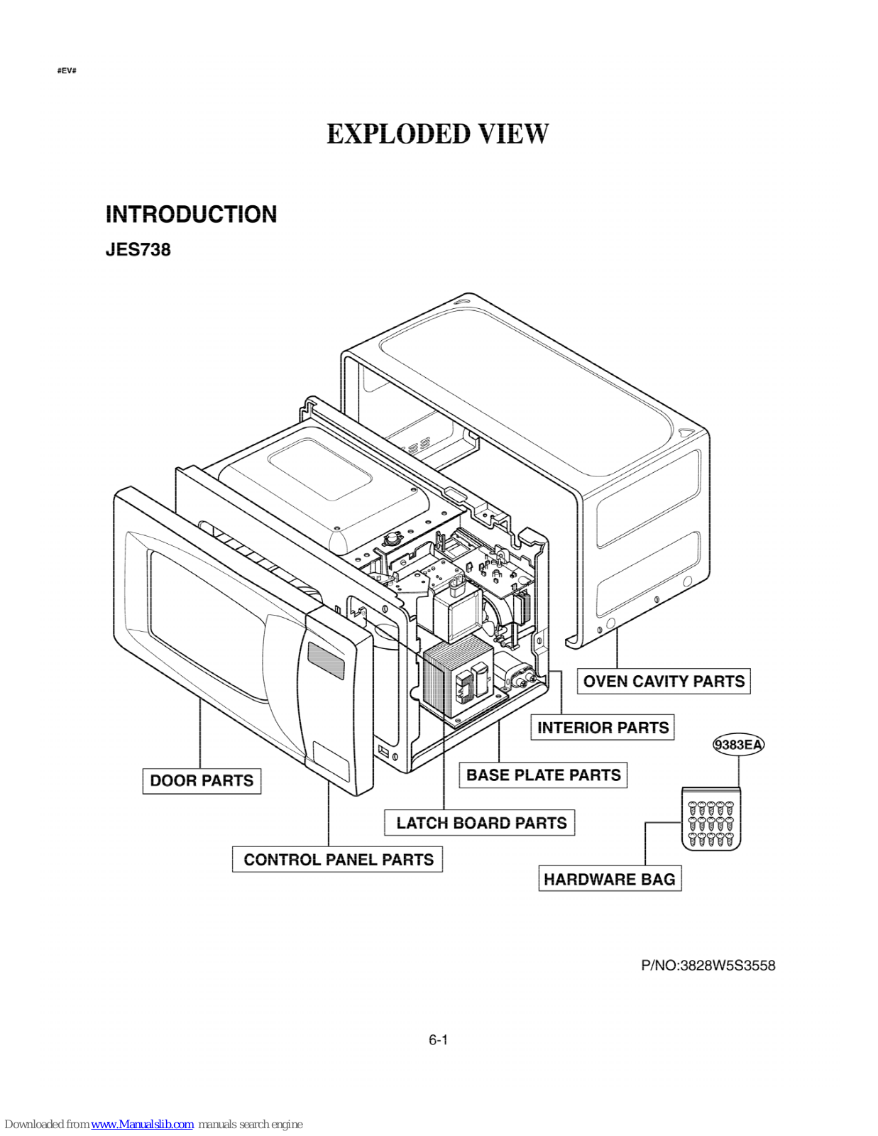 GE JES738WH - Countertop Microwave Oven, JES738 Parts List