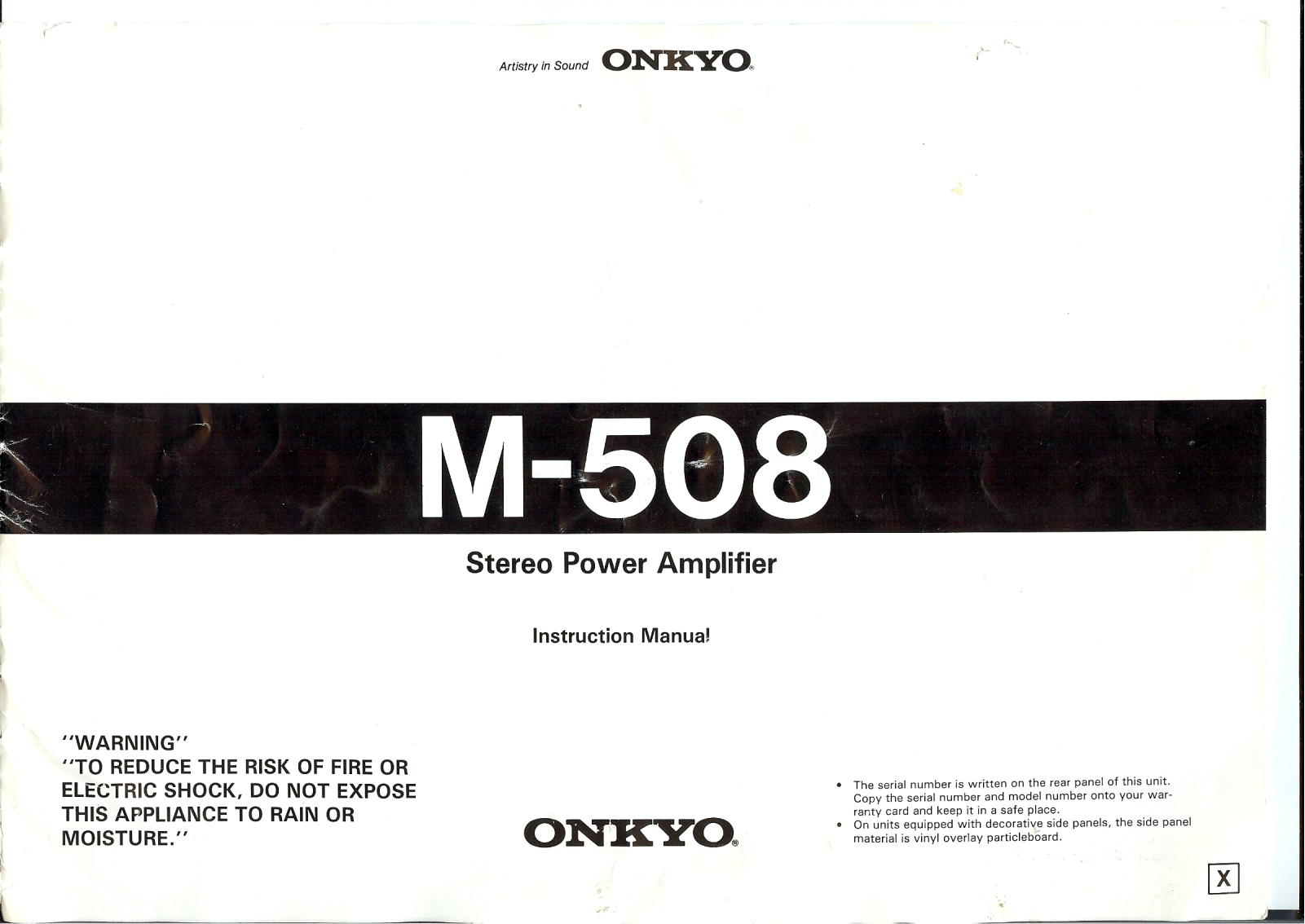Onkyo M-508 Owners manual
