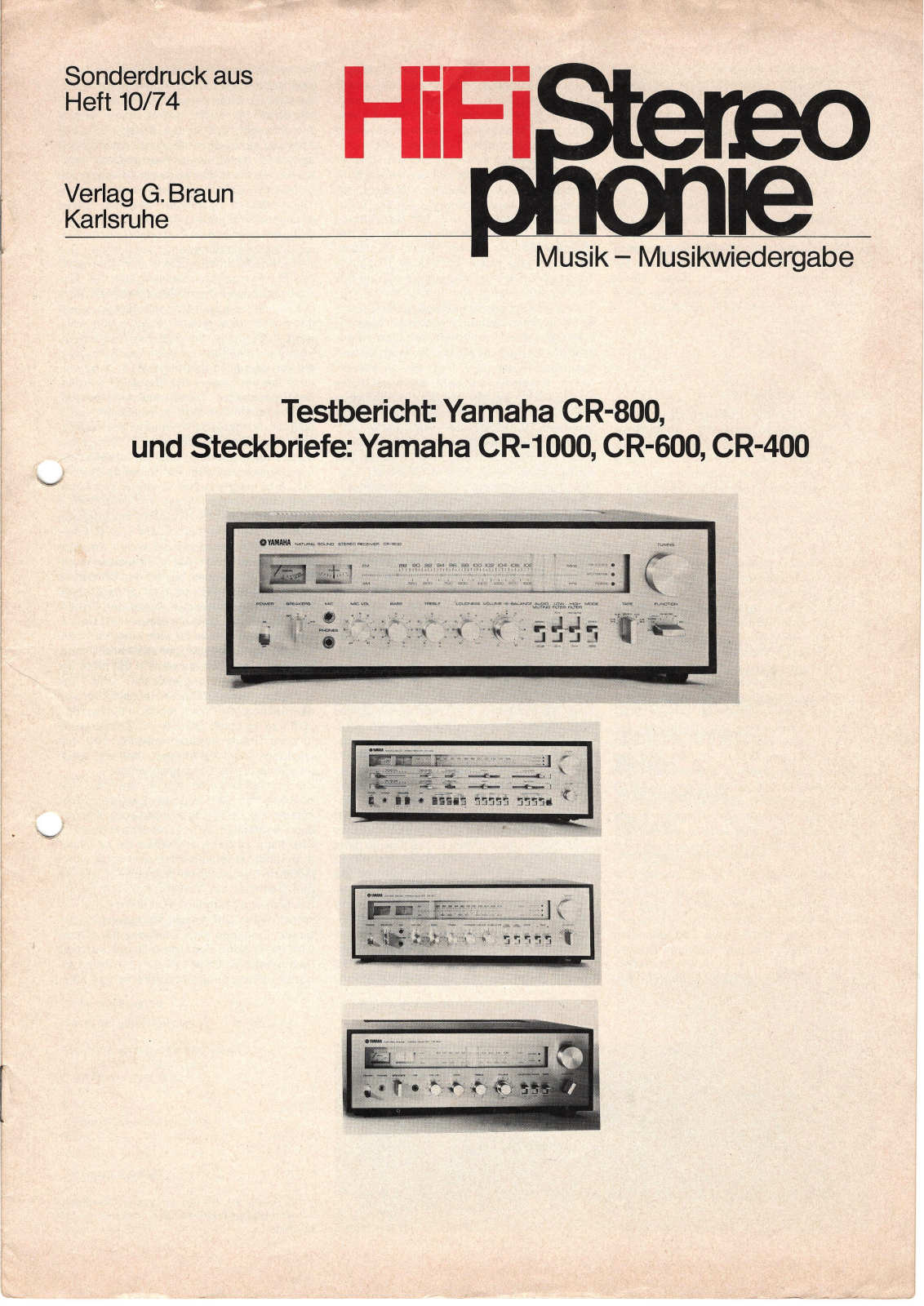 Yamaha CR 400, CR 600, CR 800, CR 1000 User Manual