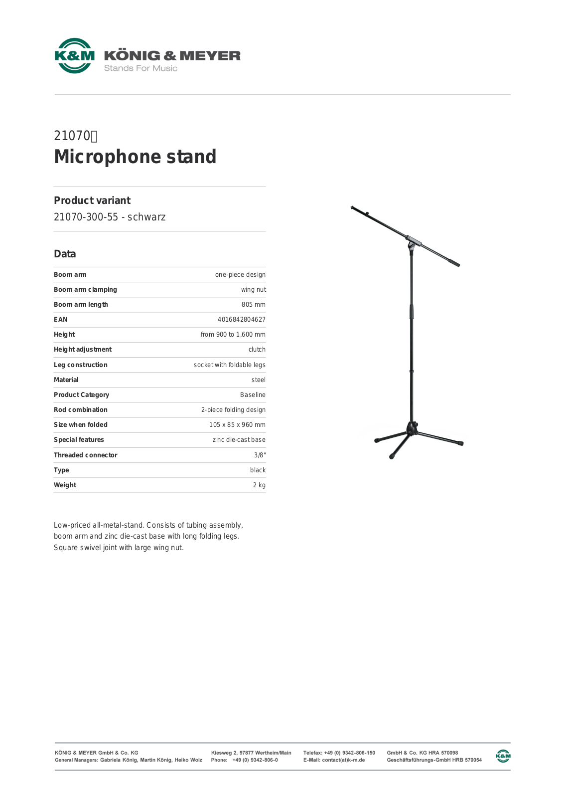 K&M 21070 Data Sheet