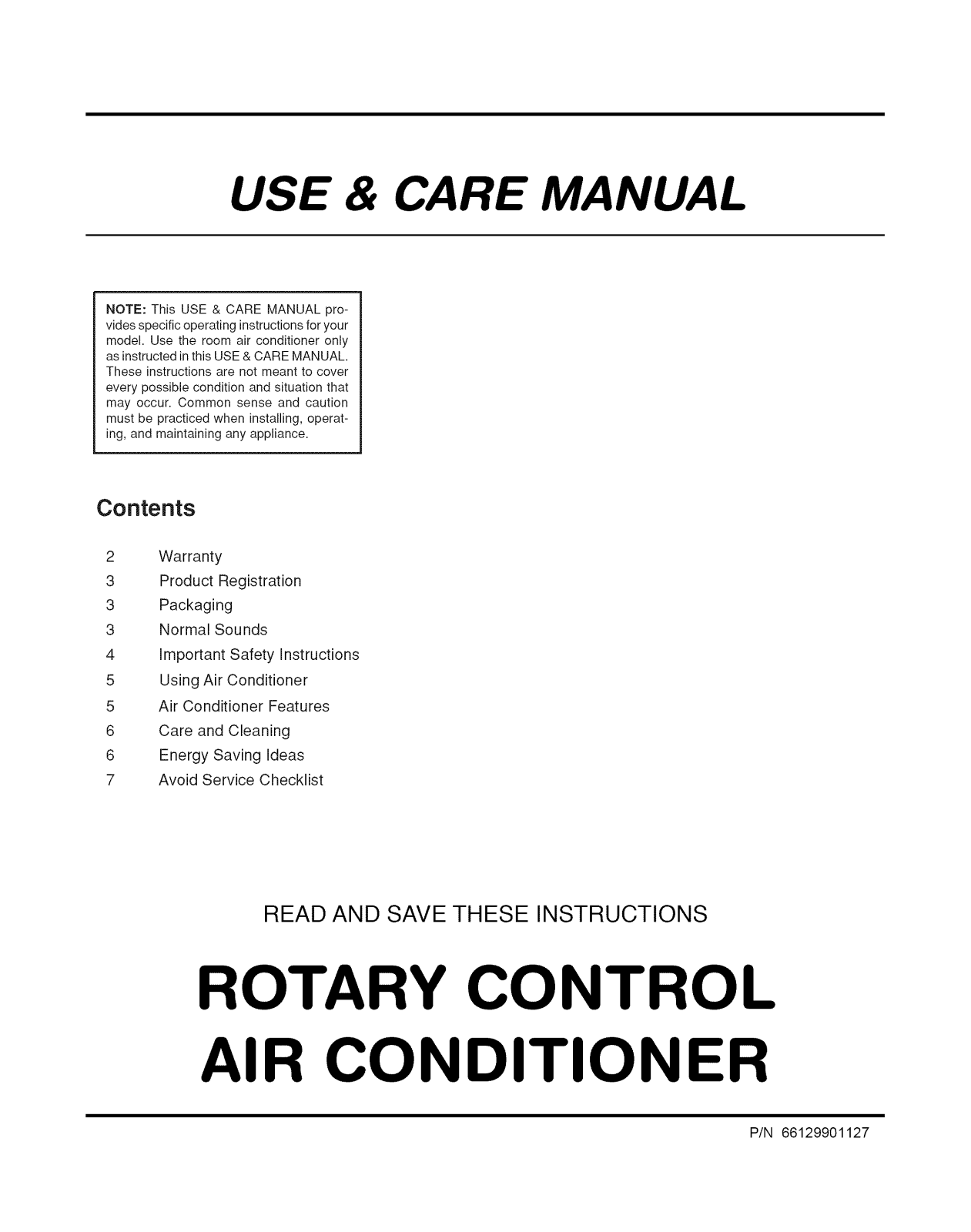 Frigidaire FAX050S7A17, FAX050S7A16, FAX050S7A15, FAX050S7A14, FAX050S7A13 Owner’s Manual