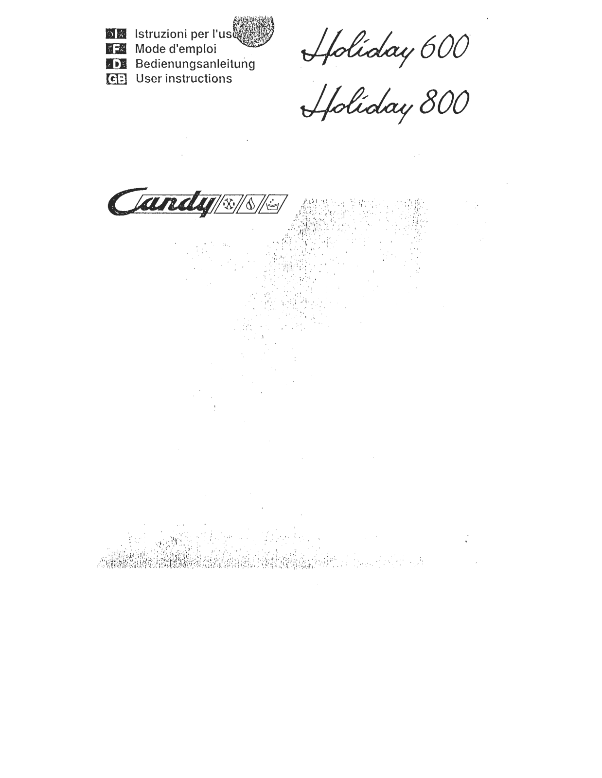 CANDY HOLIDAY600S, HOLIDAY800 User Manual