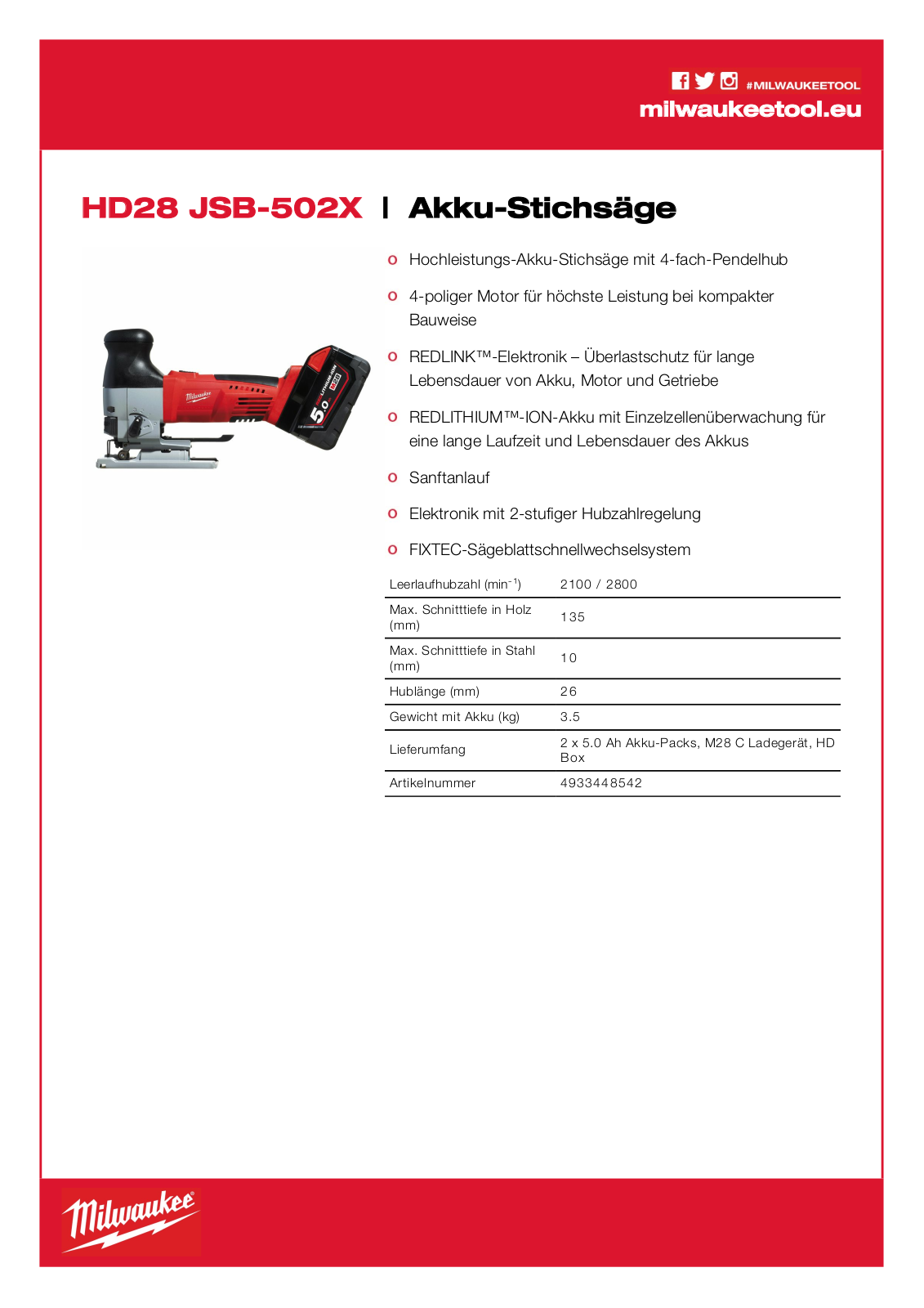 Milwaukee HD28 JSB-502X User Manual