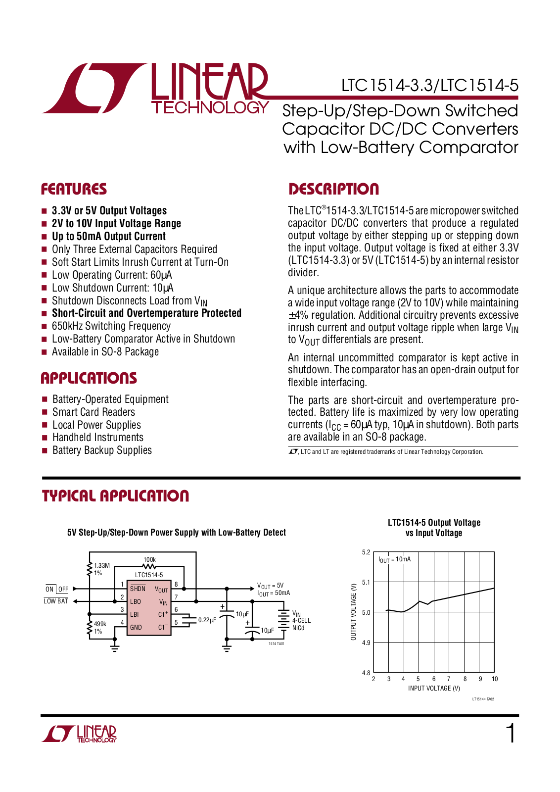 Linear Technology LTC1514-5, LTC1514-3.3 Datasheet