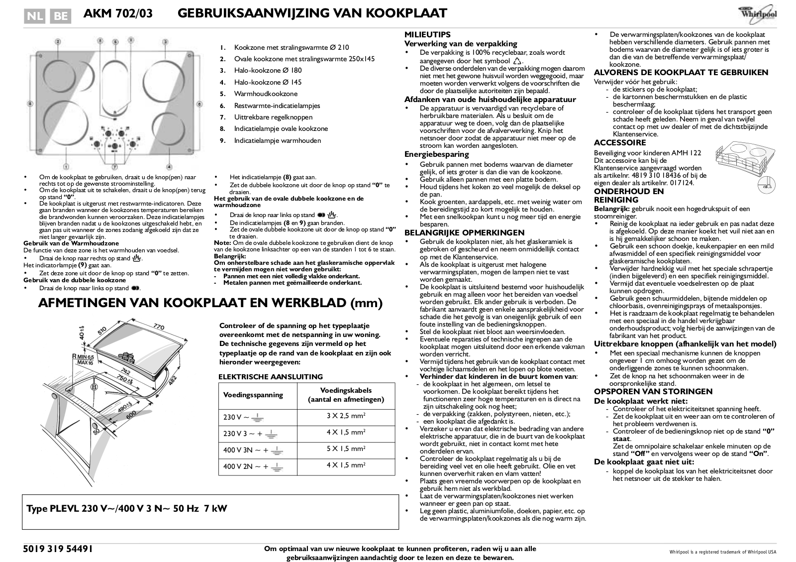 Whirlpool AKM 702/NB/03 INSTRUCTION FOR USE