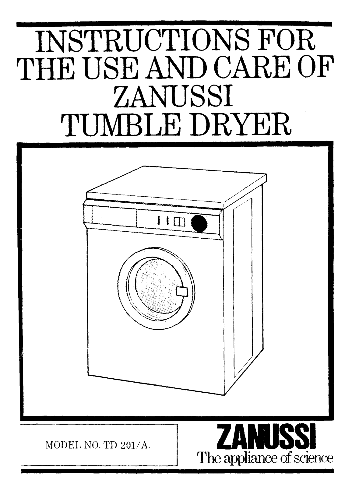 Zanussi TD 201/A Instruction Manual