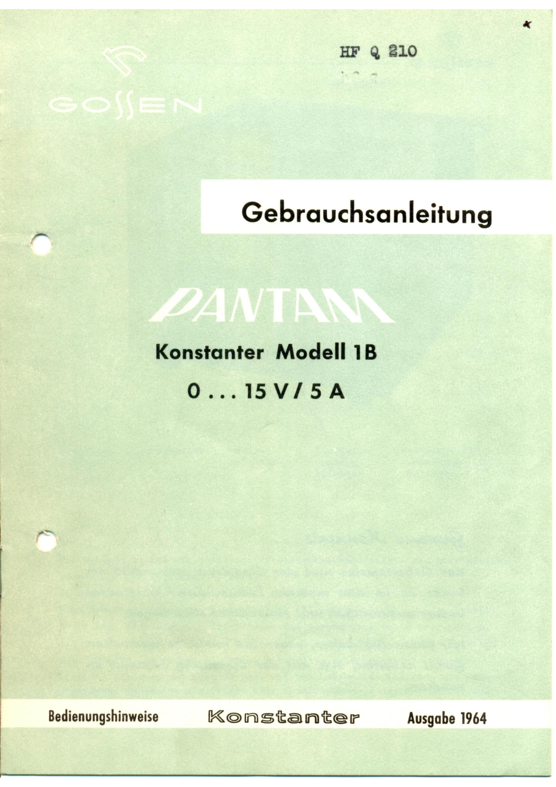 Gossen 1B Service manual