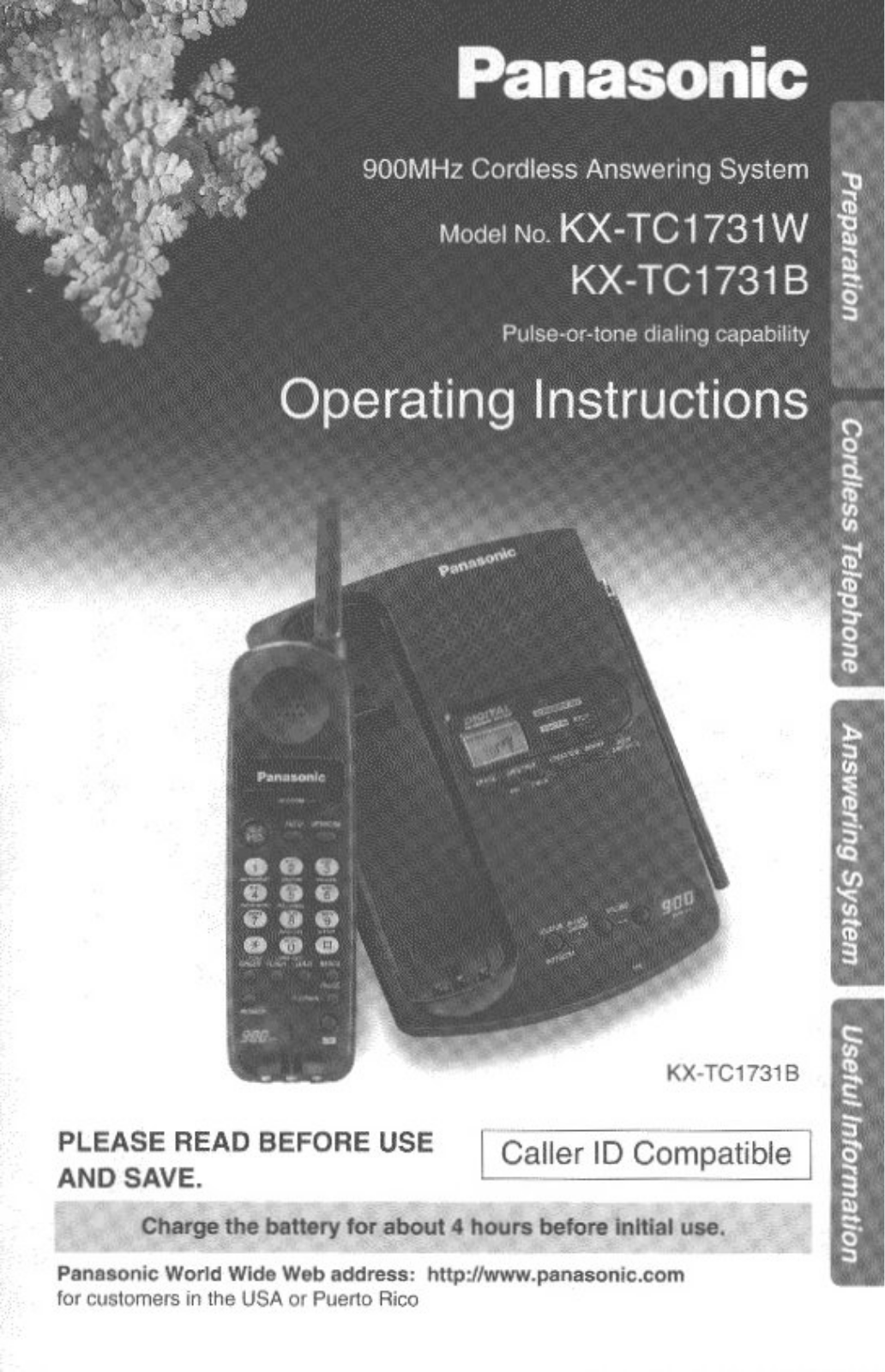 Panasonic kx-tc1731 Operation Manual