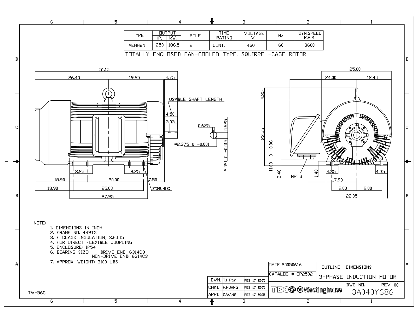 Teco EP2502 Reference Drawing