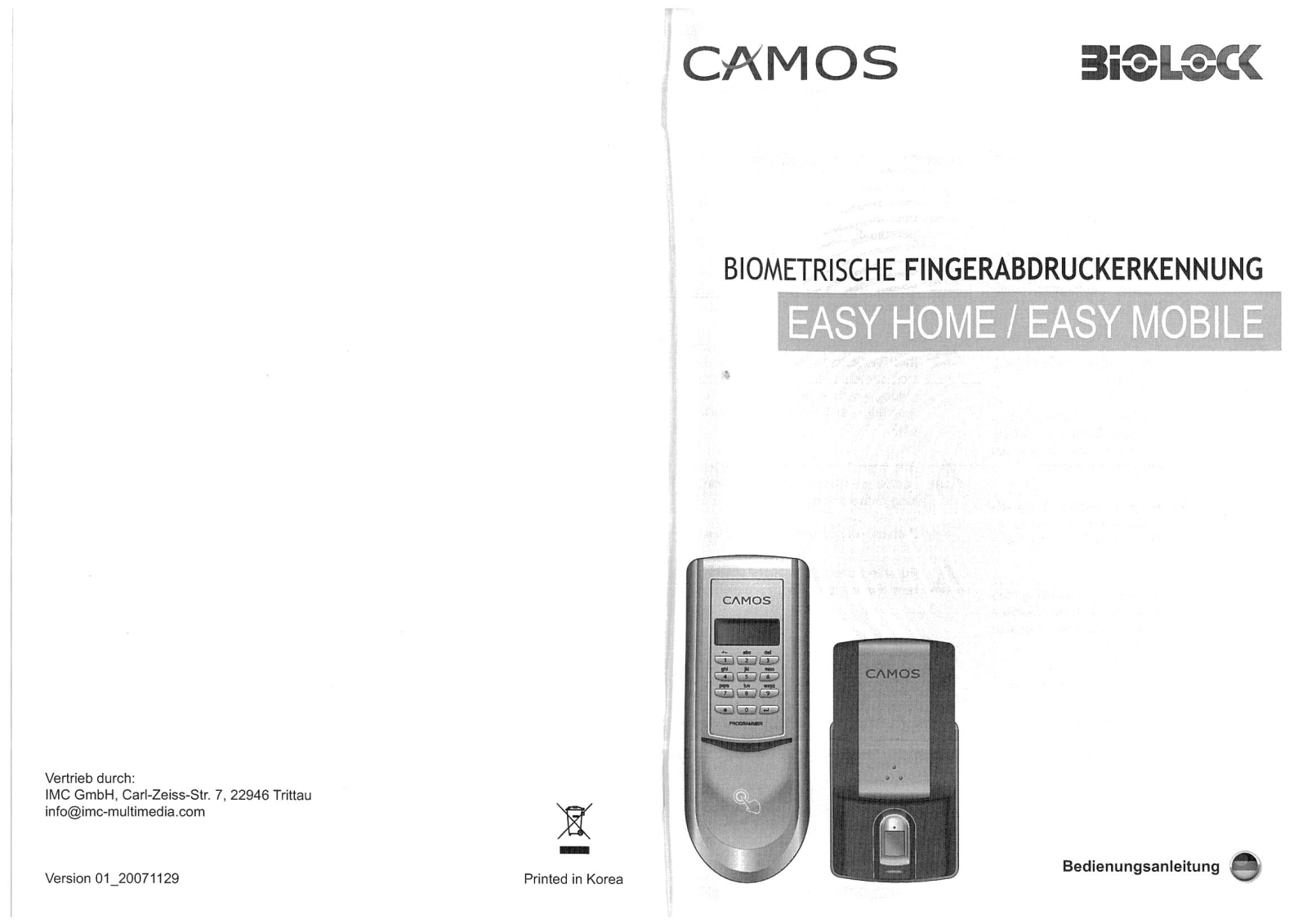 Camos Easy home, easy mobile User manual